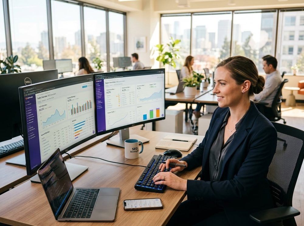 Orlando SEO consultant reviewing analytics dashboards and search rankings
